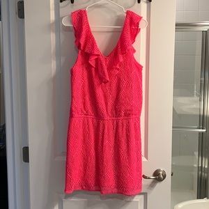 Hot pink stretch lace romper sz L Lilly Pulitzer